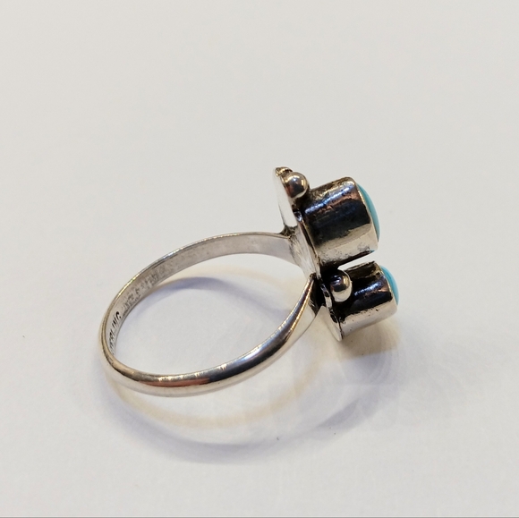 Sterling Genuine Turquoise Ring Size 5 1/2 - Picture 4 of 5
